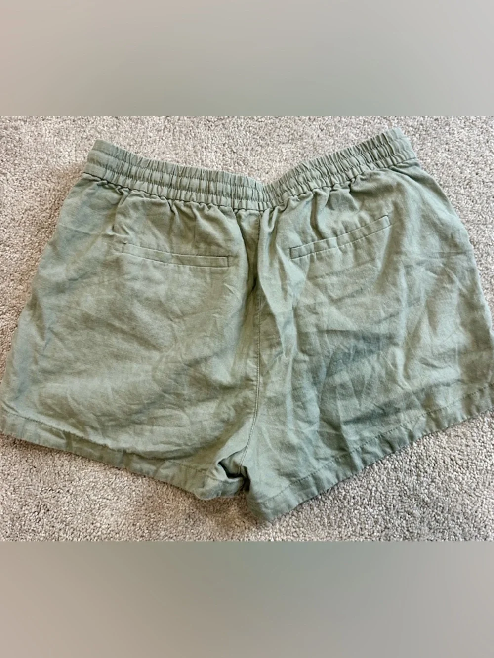 J. Crew Olive Green Athletic Linen-Blend Shorts